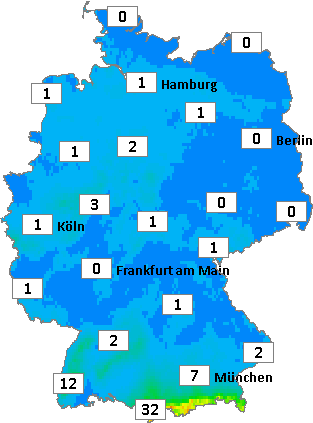Deutschlandkarte mit kumuliertem Niederschlag am 26.03.2026
