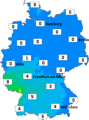 Deutschlandkarte mit kumuliertem Niederschlag am 10.05.2026