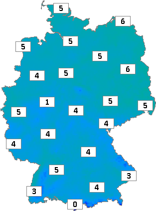 Deutschlandkarte mit Abendtemperaturen am 24.02.2024
