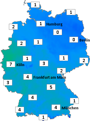 Deutschlandkarte mit Abendtemperaturen am 07.02.2026